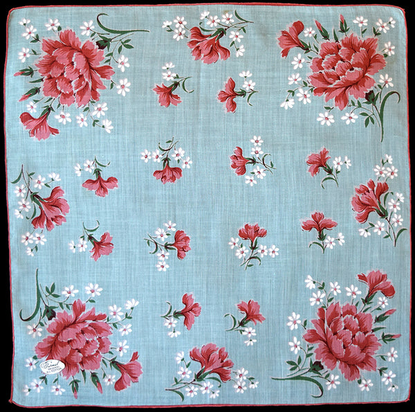 Burmel Carnations Daisies Vintage Handkerchief New Old Stock