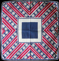Abstract Red White Blue Floral Vintage Handkerchief