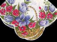 Flower Baskets Vintage Handkerchief, 9 Inches