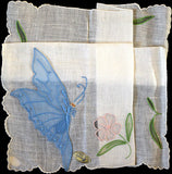 Detached Organdy Butterfly Applique Vintage Handkerchief Madeira