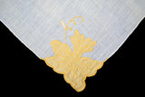 Applique Yellow Narcissus on Linen Vintage Handkerchief Madeira