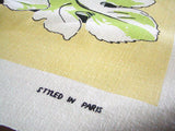 Fig Leaves Vintage Linen Tablecloth 49x50 Parisian Prints