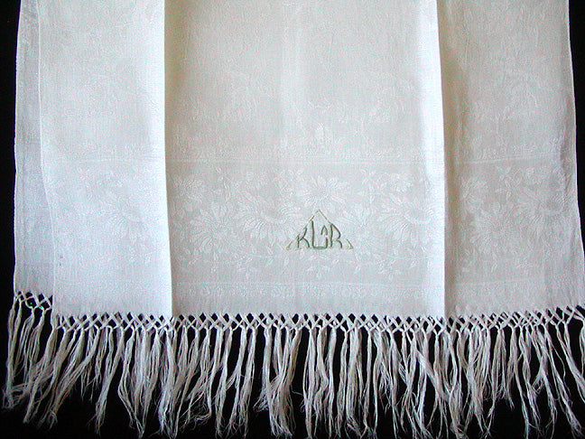 Antique Italian selling Damask Fringed Towel