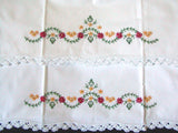 PR Vintage Pillowcases Floral Swag Crochet Lace Tubing