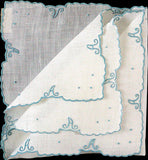 Madeira Blue Monogram A Vintage Linen Handkerchief MWT