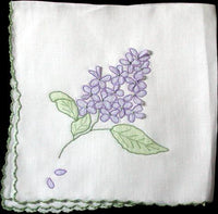 Applique Lilac Organdy Vintage Handkerchief, Madeira Portugal