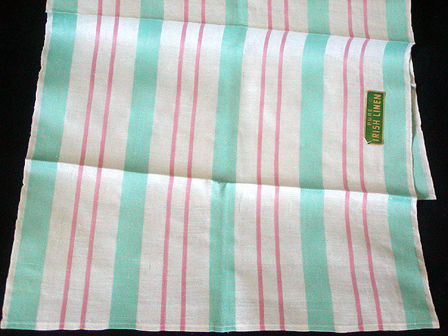 Linens Of Distinction Dish Towel Pink, Gray And Yellow Stripes