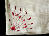c1920 Silk Pongee Laundry Bag w Double Sided Embroidery