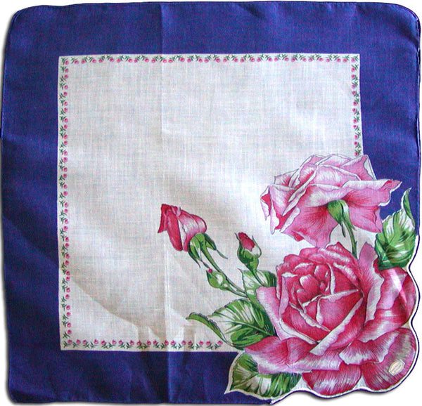 Cabbage Roses in Pink and Red Vintage Handkerchief MWT