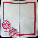 Red Leaves Vintage Linen Napkins Set of 3