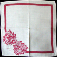 Red Leaves Vintage Linen Napkins Set of 3