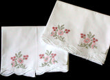 PR Vintage Pillowcases Embroidered Flowers Tubing