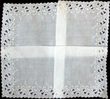 Death Pile | 10 White on White Vintage Handkerchiefs Made in Switzerland