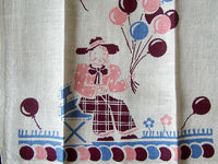 Broderie Balloon Man Vintage Linen Guest Towel