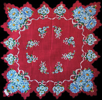 Blue Daisies Vintage Burmel Handkerchief of the Month New Old Stock