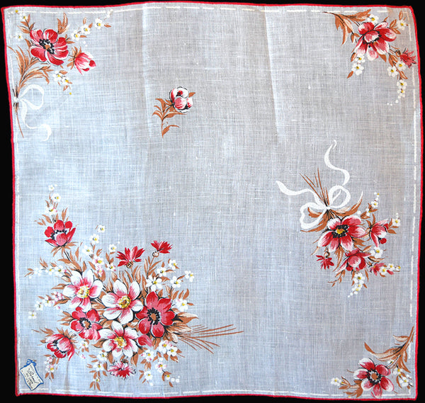 Anemones Vintage Burmel Handkerchief of the Month New Old Stock