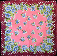 Burmel Original Polka-Dots Flowers Vintage Handkerchief New Old Stock