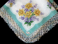 Burmel Spring Bouquet Vintage Handkerchief Lovers Knot Crochet
