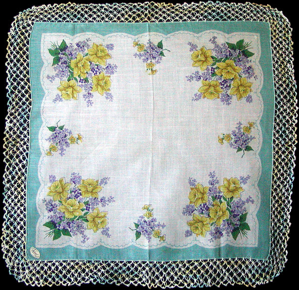 Burmel Spring Bouquet Vintage Handkerchief Lovers Knot Crochet