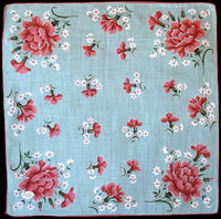 Burmel Carnations Daisies Vintage Handkerchief New Old Stock