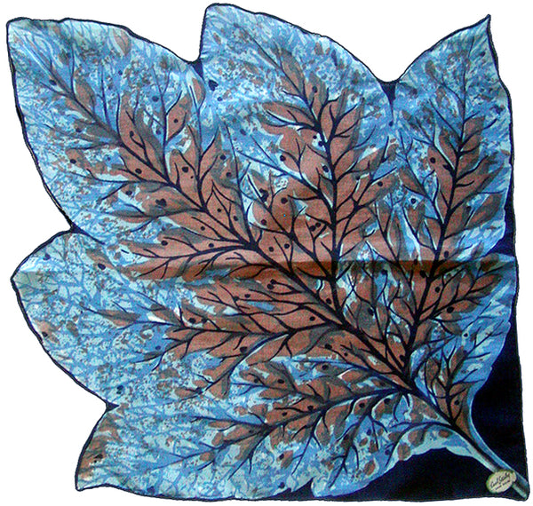 Carol Stanley Big Blue Leaf Shape Vintage Handkerchief