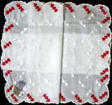 Desco Embroidered Hearts Vintage Handkerchief Valentines Day