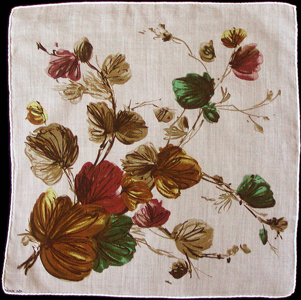 Autumn Botanical Vintage Handkerchief Dessin Dep