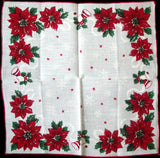 Death Pile | 20 Christmas Poinsettias Vintage Handkerchiefs