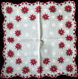 Death Pile | 20 Christmas Poinsettias Vintage Handkerchiefs