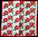 Death Pile | 20 Christmas Poinsettias Vintage Handkerchiefs