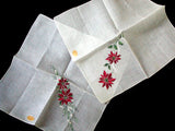 Death Pile | 20 Christmas Poinsettias Vintage Handkerchiefs