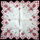 Death Pile | 20 Christmas Poinsettias Vintage Handkerchiefs