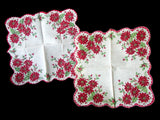 Death Pile | 20 Christmas Poinsettias Vintage Handkerchiefs