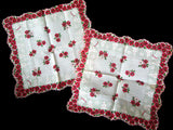 Death Pile | 20 Christmas Poinsettias Vintage Handkerchiefs