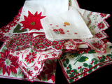 Death Pile | 20 Christmas Poinsettias Vintage Handkerchiefs