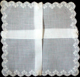 Death Pile | 10 White on White Vintage Handkerchiefs Made in Switzerland