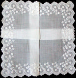 Death Pile | 10 White on White Vintage Handkerchiefs Made in Switzerland