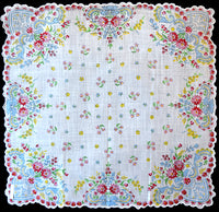 Rococo Floral Scrolls Vintage Handkerchief New Old Stock