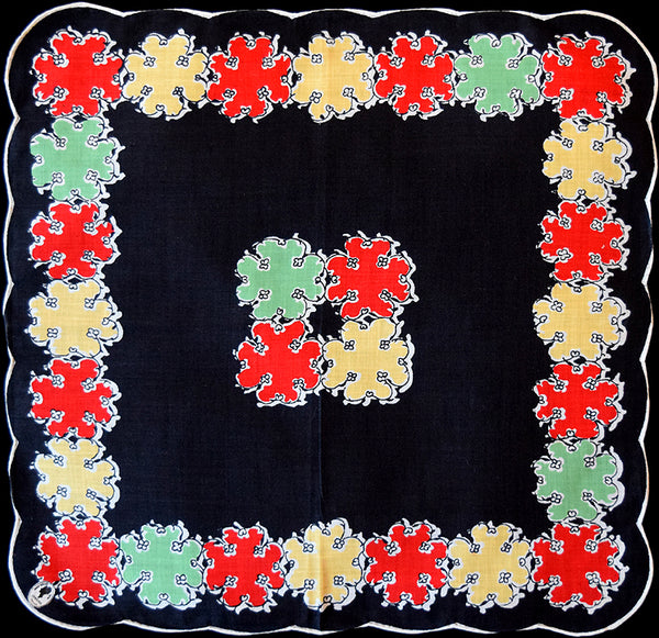 Abstract Flower Clusters Vintage Handkerchief New Old Stock Jenkins