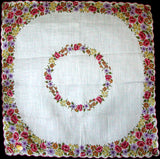 Springy Floral Vintage Handkerchief New Old Stock - 16 Inch