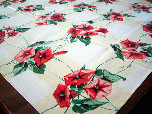 Morning Glory Vintage Wilendur Tablecloth 45x57