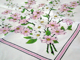 Pink White Dogwood Vintage Tablecloth 47x48