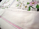 Pink White Dogwood Vintage Tablecloth 47x48