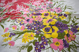 Bold Flower Bouquets Vintage Tablecloth 51x68