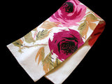 Artsy Pink Roses Vintage Tea Towel Belgian Linen