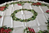Round-ish Vintage Christmas Tablecloth New Old Stock 51x57