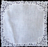 Schiffli Lace Vintage Linen Wedding Handkerchief