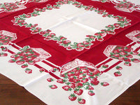 Strawberry Festival Vintage Tablecloth 45x46