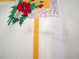 Startex Floral Red Poppies Vintage Tablecloth 47x52