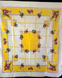 Startex Floral Red Poppies Vintage Tablecloth 47x52